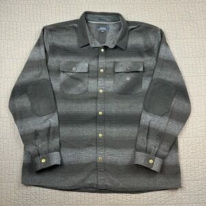 Roark Revival Nordsman Flannel Shirt Mens 2XL Black Plaid Wool Blend Elbow Patch